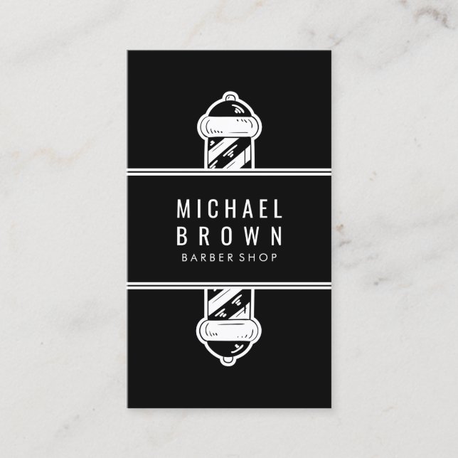 Cartão De Visita Vintage Barber compra Preto (Frente)
