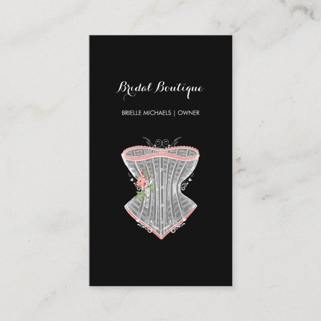 Cartão De Visita Vintage Corset Personal Lingerie Bridal Boutique (Frente)