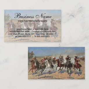 Cartão De Visita Vintage Cowboys, A Dash For Timber por Remington