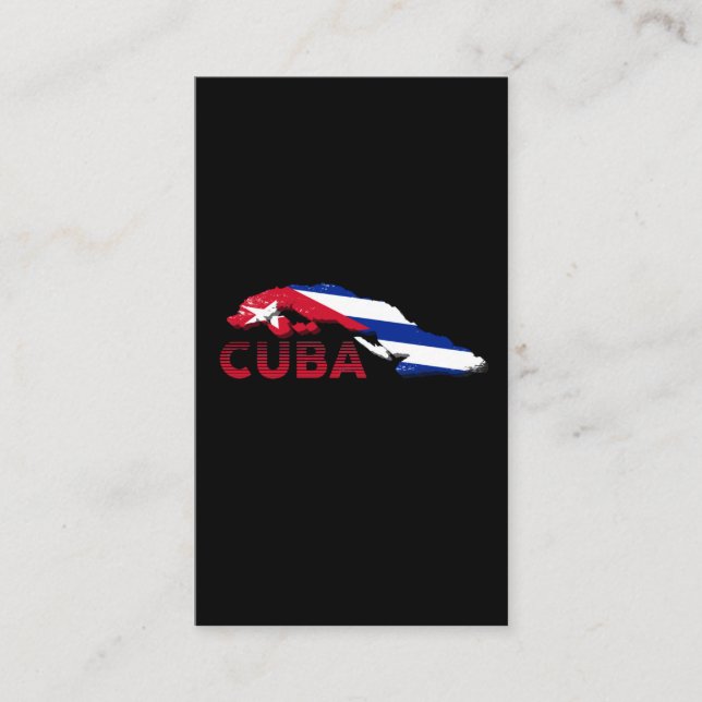 Cartão De Visita Vintage Cuba Map Bandeira Cubana (Frente)