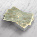Cartão De Visita Vintage Dourada Árvore Yoga Instrutor Wellness Spa<br><div class="desc">Instrutor Yoga Vintage,  Cartões de visitas Dourados de árvore.</div>