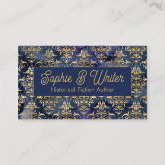 Cartão De Visita Vintage Dourado Damask Historical Fiction Author
