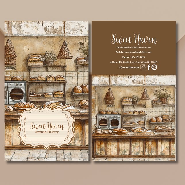 Cartão De Visita Vintage Elegant Bakery (Criador carregado)