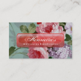 Cartão De Visita Vintage Elegant Pink Rosas vermelhas