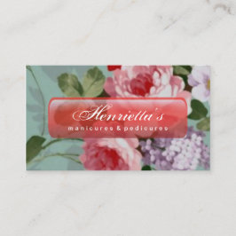 Cartão De Visita Vintage Elegant Pink Rosas vermelhas