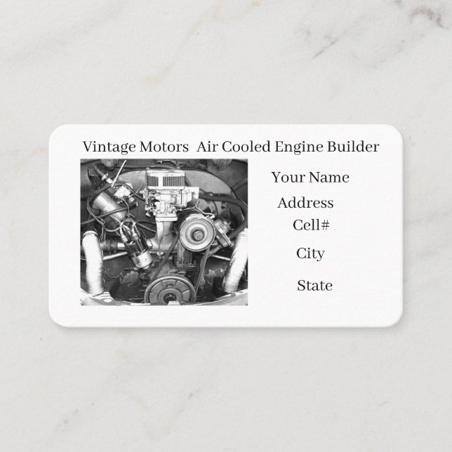 Cartão De Visita Vintage Engine builder Business Card (Frente)