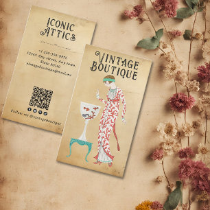 Cartão De Visita Vintage Fashion Boutique Dressmaker Stylist
