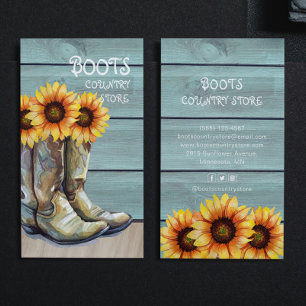 Cartão De Visita Vintage Fazenda Rústica Girassol