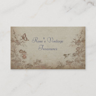 Cartão De Visita Vintage Floral Beige
