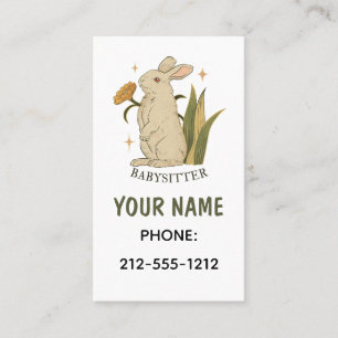 Cartão De Visita Vintage Floral Bunny Rabbit Babysitter Código QR