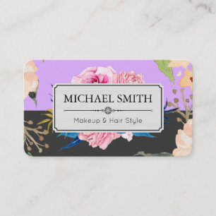 Cartão De Visita Vintage Floral Elegante Moderno Mauve Jet