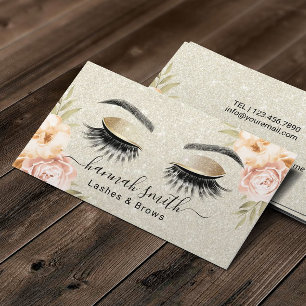 Cartão De Visita Vintage - Floral Ivory Glitter Lashes & Brows Salo