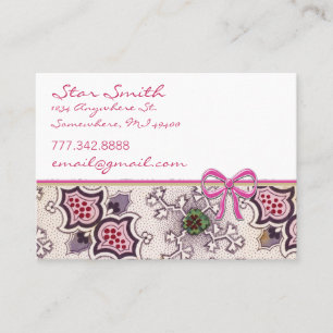 Cartão De Visita Vintage Impressão Deep Rasberry Plum White Verde