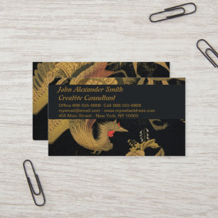 Cartão De Visita Vintage Japonês Phoenix Gold Black Bird