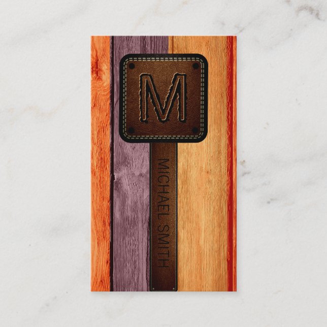 Cartão De Visita Vintage Laranja Madeira Castanha-Castanha (Frente)