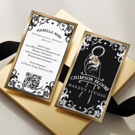Cartão De Visita Vintage Luxury Black Gold Beauty Makeup Artist