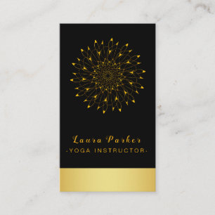 Cartão De Visita Vintage Mandala Dourada Lotus Flower Yoga Holístic
