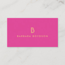 CARTÃO DE VISITA VINTAGE MODERN PINK E LOGOTIPO INICIAL DOURADO DO 