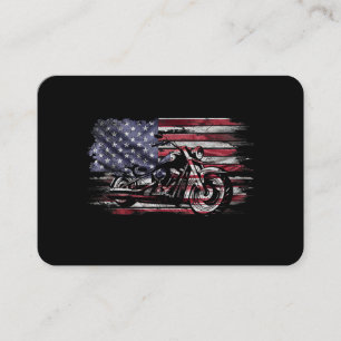 Cartão De Visita Vintage Motorcycle USA Flag Retro Biker, Motorcycl