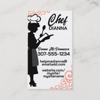 Cartão De Visita Vintage mulher cozinheira cozinhar culinária