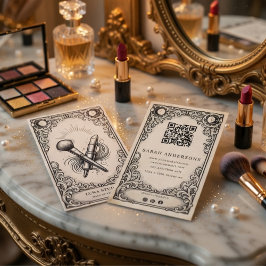 Cartão De Visita Vintage Mystical Makeup Artist Tarot Style