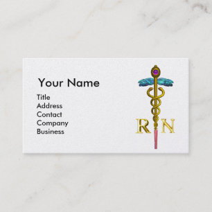 Cartão De Visita VINTAGE NURSE e Caduceus NR Emblem Pearl Dourado