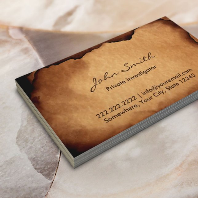Cartão De Visita Vintage Old Paper Investigator (Criador carregado)