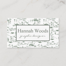 Cartão De Visita Vintage Olive Green - Toile de Colinas de Hollywoo