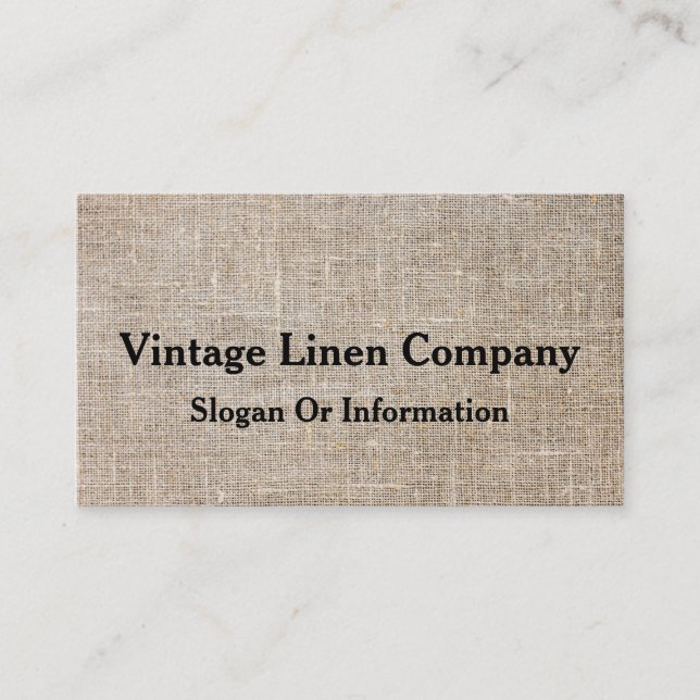 Cartão De Visita Vintage Personalizada Moderna Linen Kraft (Frente)