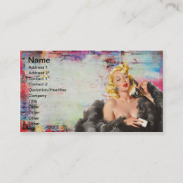 Cartão De Visita Vintage Pinup Grunge Arte Digital