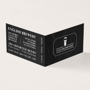 Cartão De Visita Vintage Pub Chalkboard, Pub/Brewery, Detalhado