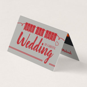 Cartão De Visita Vintage Red Bunting, Photo Save The Date Card
