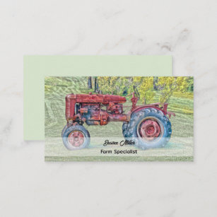 Cartão De Visita Vintage Red Fazenda Trator