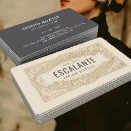 Cartão De Visita Vintage Retro sofisticado Borda Cremosa Francesa