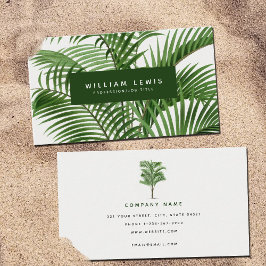 Cartão De Visita Vintage Retro Watercolor Palm Tree Folm