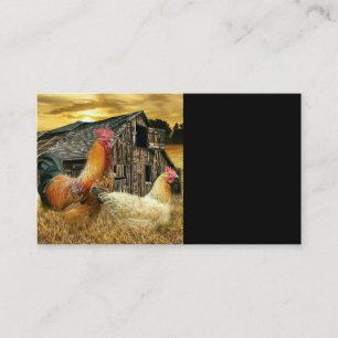 Cartão De Visita Vintage Rooster Hens Russo Barn Coop