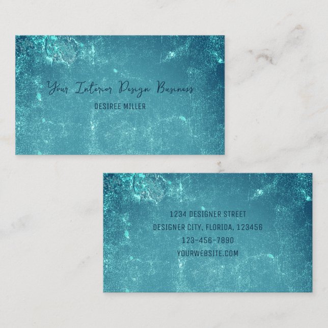 Cartão De Visita Vintage Rustic Teal Green Texnet (Frente/Verso)