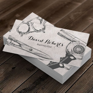 Cartão De Visita Vintage Salon Scissor & Hair Secyer Hair Stylist