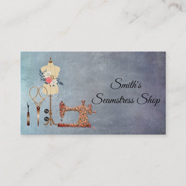 Cartão De Visita Vintage Seamstress (Frente)