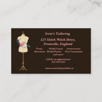 Cartão De Visita Vintage Sewing Form with Flowers and a Stand