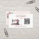 Cartão De Visita Vintage Sewing Machine e QR Code Boho Floral (Frente/Verso In Situ)
