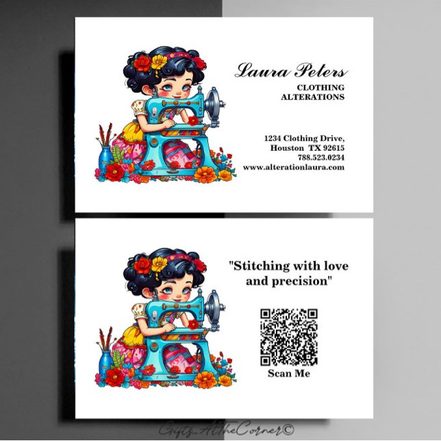 Cartão De Visita Vintage Sewing Machine Flowers Alteração (Criador carregado)