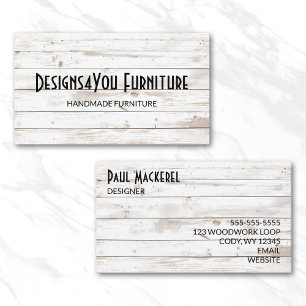 Cartão De Visita Vintage Shabby White Wood