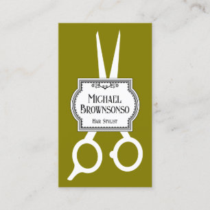 Cartão De Visita Vintage Stylist Barber Scissor green