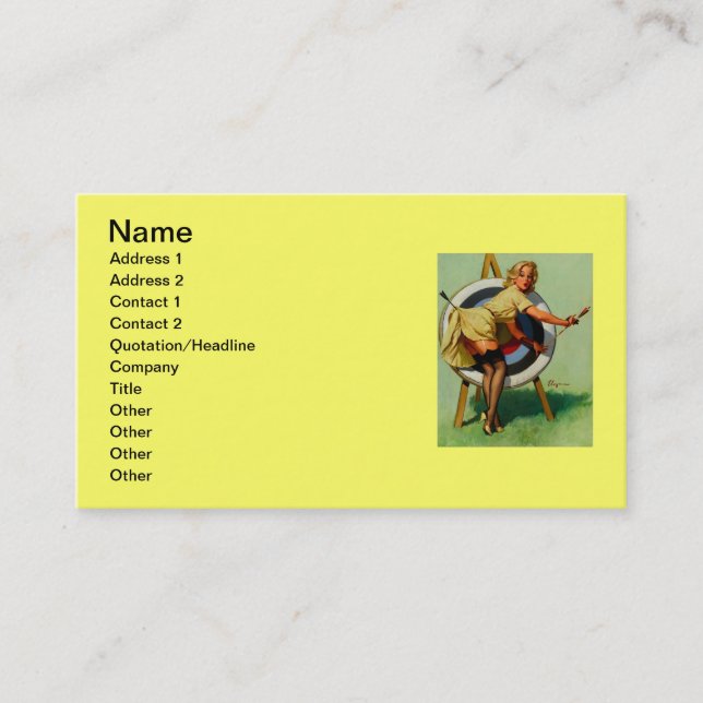 Cartão De Visita Vintage Target Archery Pinup Girl (Frente)
