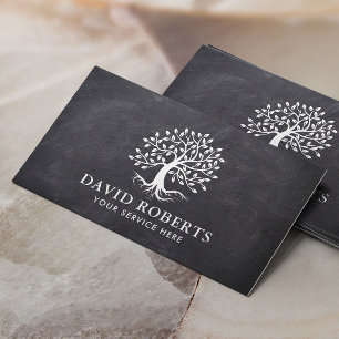 Cartão De Visita Vintage Tree Roots Elegante Chalkboard