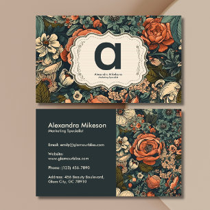 Cartão De Visita Vintage Watercolor Flowers Professional