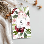 CARTÃO DE VISITA VINTAGE WHITE BLUSH PINK BURGUNDY PROTEA FLORAL<br><div class="desc">Para qualquer outra personalização ou qualquer outro item correspondente,  entre em contato comigo em yellowfebstudio@gmail.com</div>