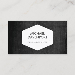 CARTÃO DE VISITA VINTAGE WHITE EMBLEM EM MADEIRA ESCURA