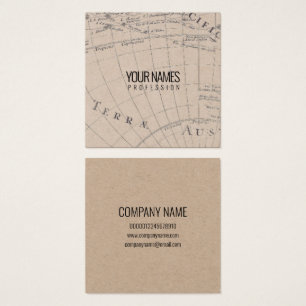CARTÃO DE VISITA: "VINTAGE WORLD MAP": NATURAL